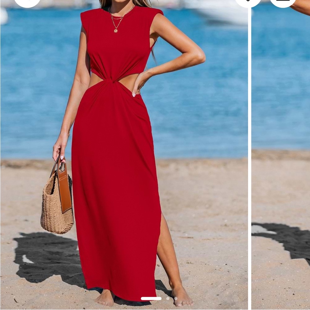 Cupshe Red Halter Slit Maxi Sundress